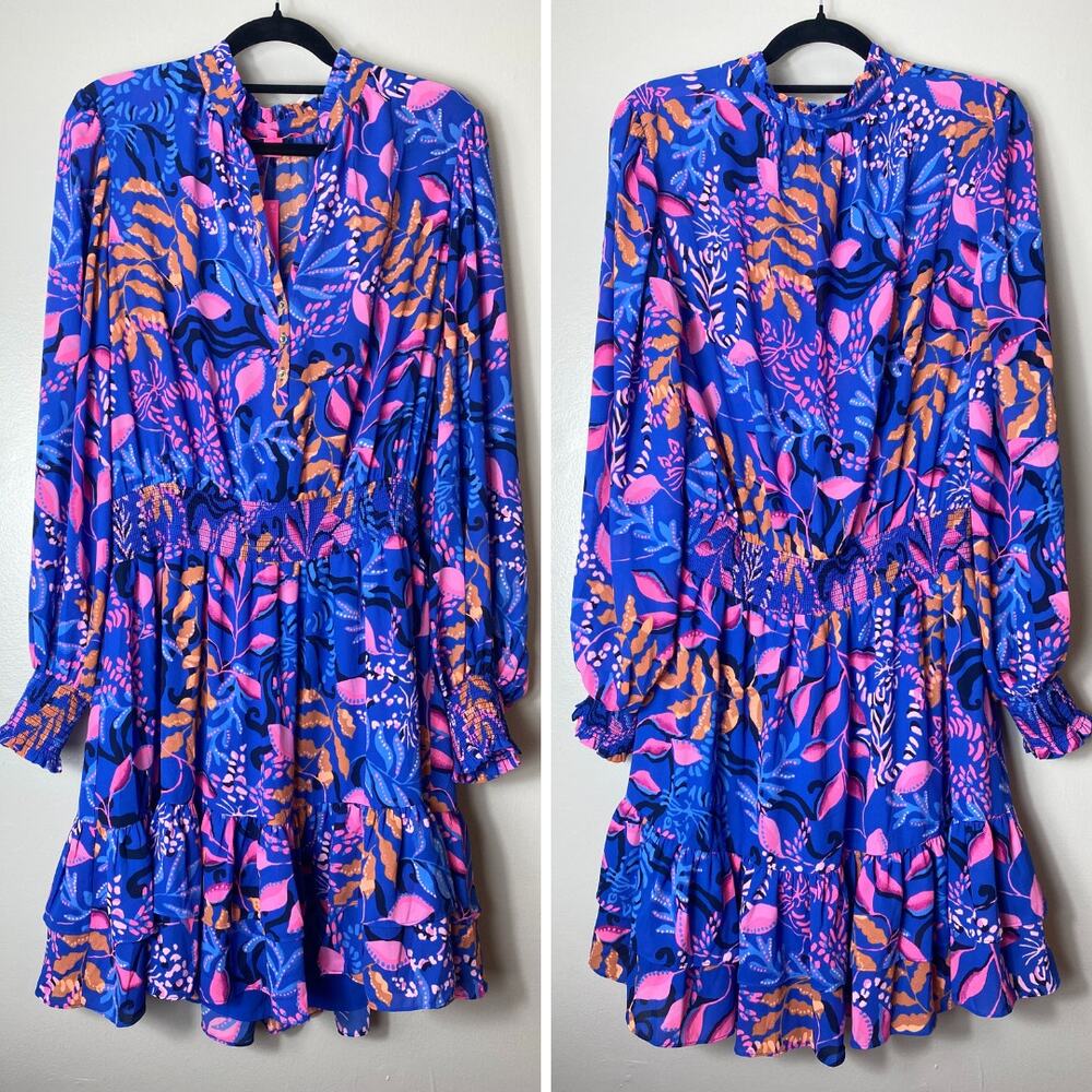 NWT LILLY PULITZER DRESS 16 XL SHILAH SHORT BOREALIS BLUE ABSOLUTE PURRFECTION